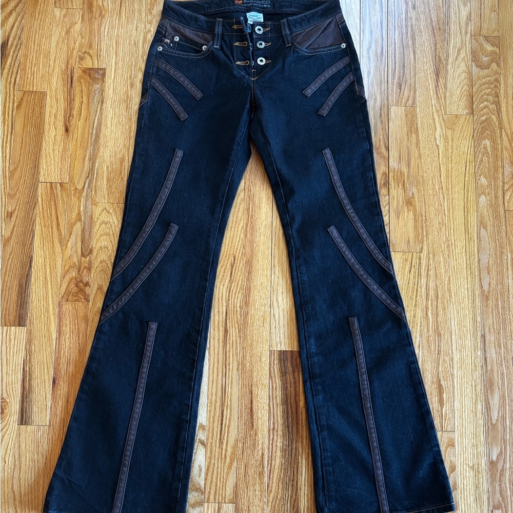 Women's Black Jeans with Brown Accents